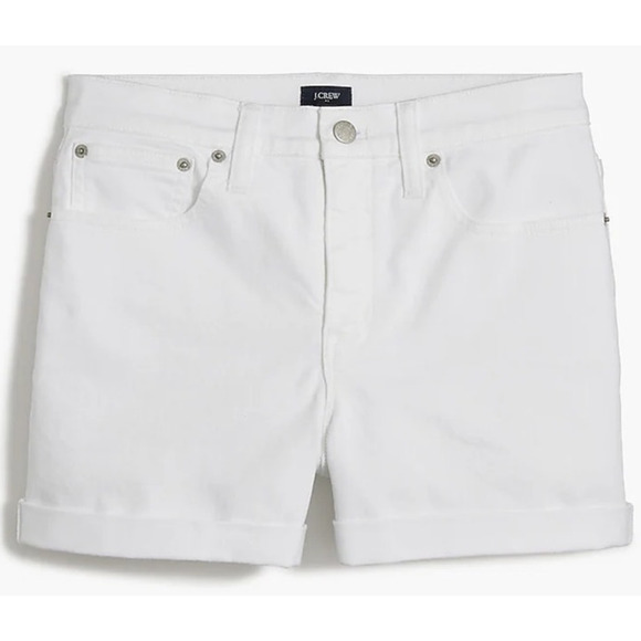 J Crew Classic Optic White Denim Jean Cute Trendy Shorts US Women's 33 Plus New - Picture 1 of 6